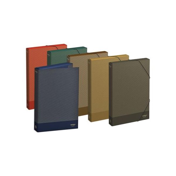 Box na zošity, 40 mm, kartón, A4, AMBAR "Kraft", mix farieb