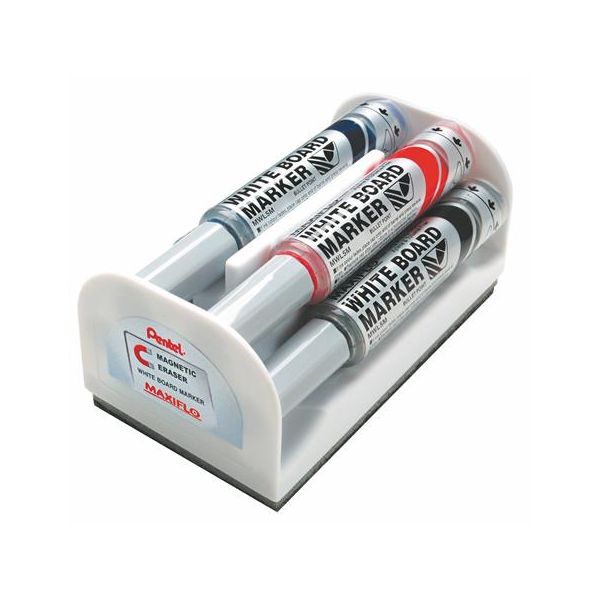 Popisovače, sada, 6 mm, kužeľovitý hrot, PENTEL "Maxiflo", 4 rôzne farby