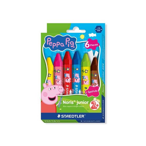 Voskovky, šesťhranné, jumbo, STAEDTLER „Noris® junior 224”, Peppa Pig, 6 farieb