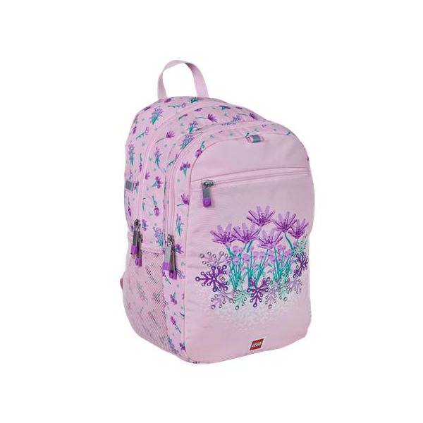 Batoh, dvojkomorový, LEGO "Flowers", ružový, vzorovaný