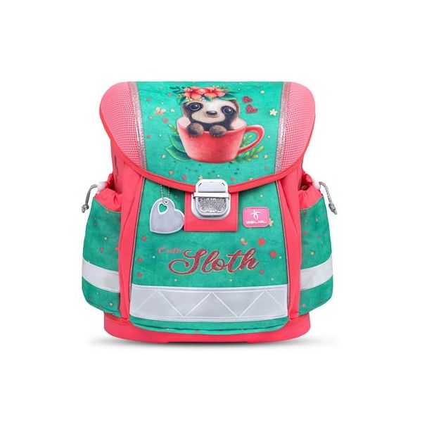 Školská taška, BELMIL "Classy Cute sloth", zelená-ružová