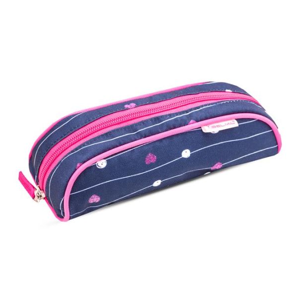 Peračník, valec, na zips, BELMIL "Simple Hearts", ružové srdiečko