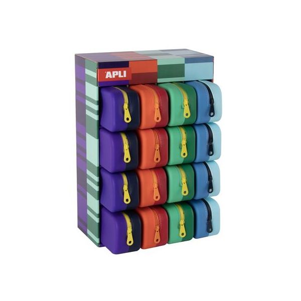 Peračník, displej, na zips, silikónový, dvojfarebný, APLI "Vibrant", mix farieb