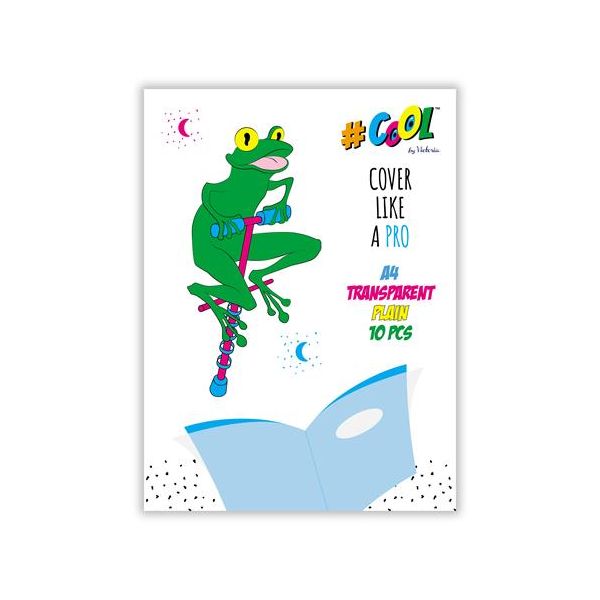 Obálka na zošity a knihy, samolepiaca, A4, COOL BY VICTORIA, číra