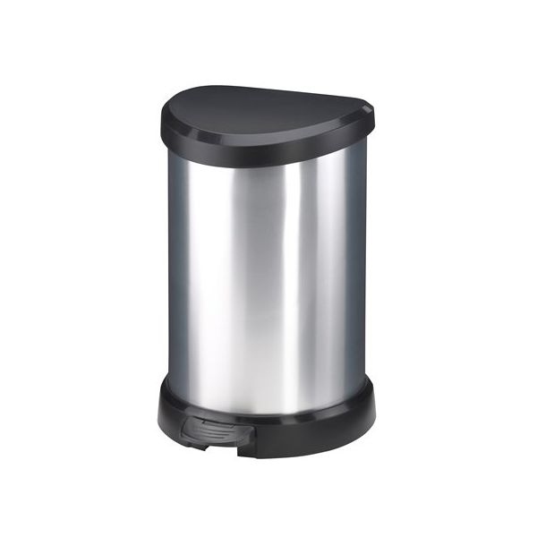 Odpadkový kôš, s pedálom, kovový efekt, 15 l, CURVER