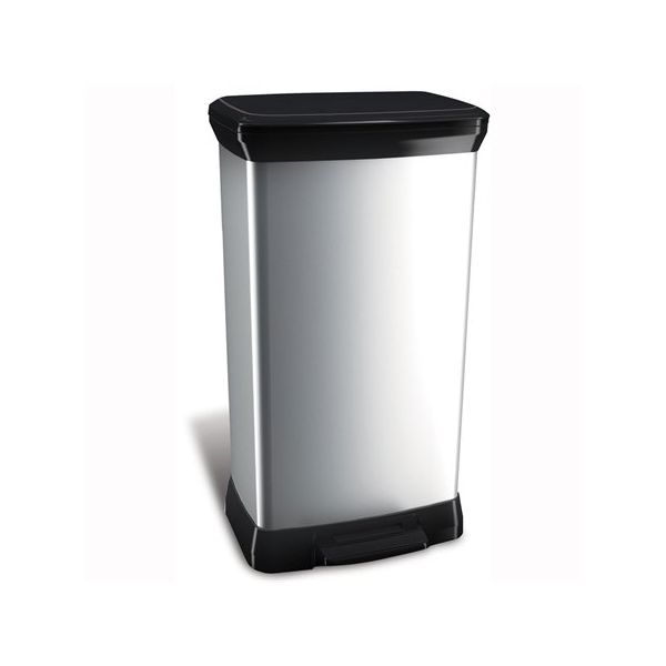 Odpadkový kôš, s pedálom, kovový efekt, 50 l, CURVER
