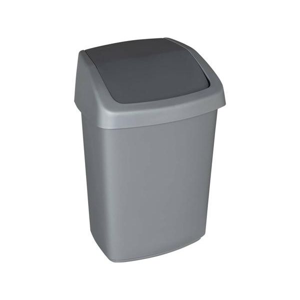 Odpadkový kôš s výklopným vekom, 25 l, CURVER "Swing top", strieborná/grafitová