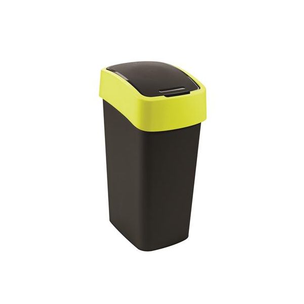 Odpadkový kôš s výklopným vekom, 45 l, CURVER "Pacific flip bin", čierny/žltý