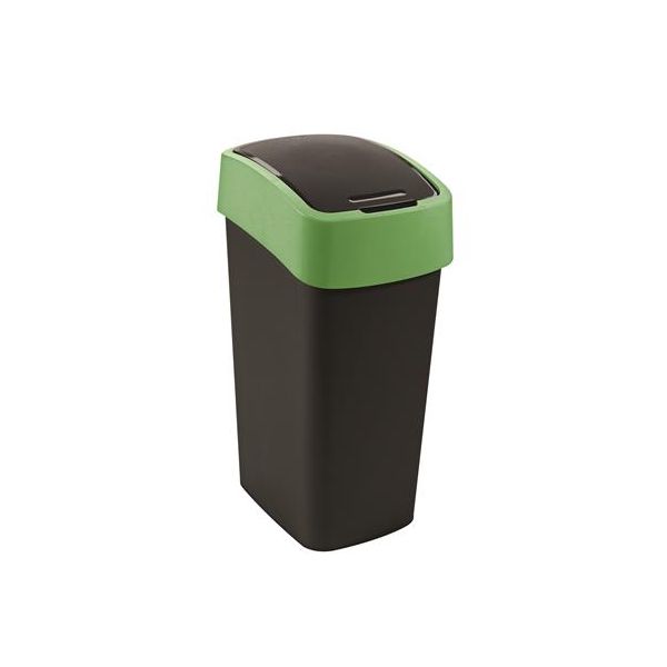 Odpadkový kôš s výklopným vekom, 45 l, CURVER "Pacific flip bin", čierny/zelený