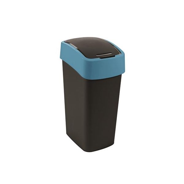 Odpadkový kôš s výklopným vekom, 45 l, CURVER "Pacific flip bin", čierny/modrý