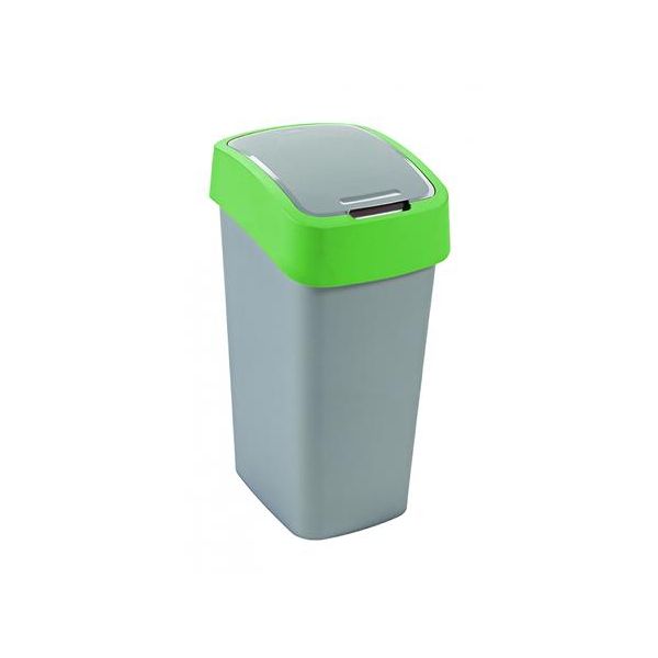 Odpadkový kôš s výklopným vekom, na triedenie odpadu, plastový, 45 l, CURVER, zelená/sivá