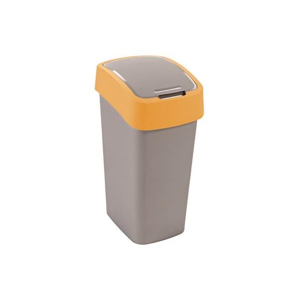 Odpadkový kôš s výklopným vekom, na triedenie odpadu, plastový, 45 l, CURVER, žltá/sivá