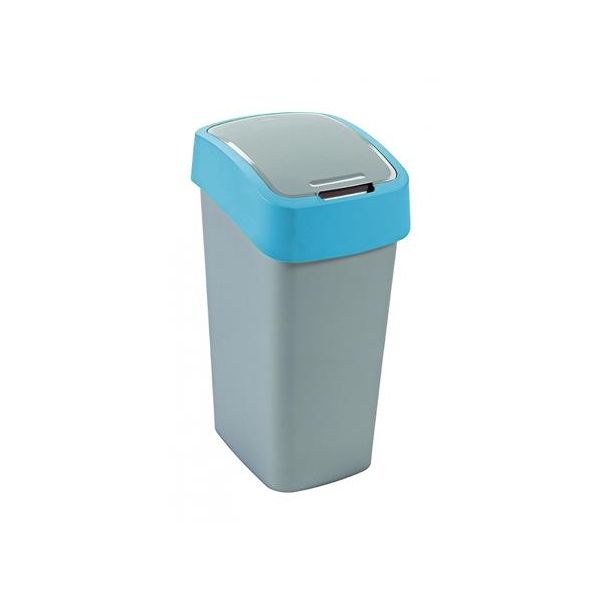 Odpadkový kôš s výklopným vekom, na triedenie odpadu, plastový, 45 l, CURVER, modrá/sivá