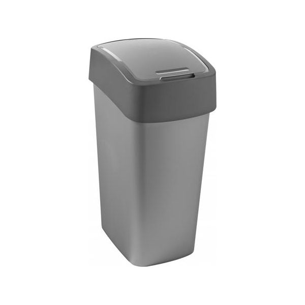Odpadkový kôš s výklopným vekom, na triedenie odpadu, plastový, 45 l, CURVER, sivá/šedá