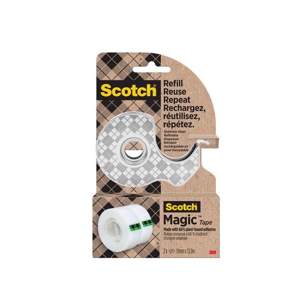 Lepiaca páska s kovovým s dispenzorom, 2 pásky, 19 mm x 13,9 m, 3M SCOTCH "Magic™", priehľadná