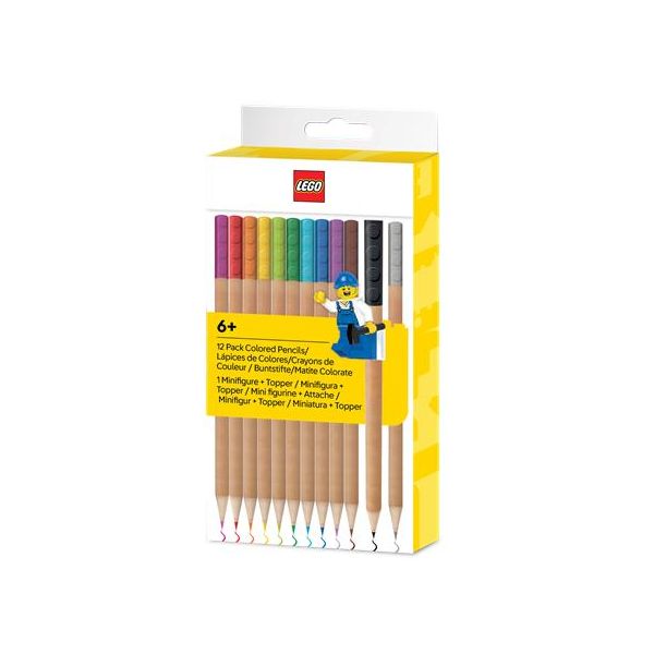 Farebné ceruzky, sada, s mini figúrkou, LEGO, 12 rôznych farieb
