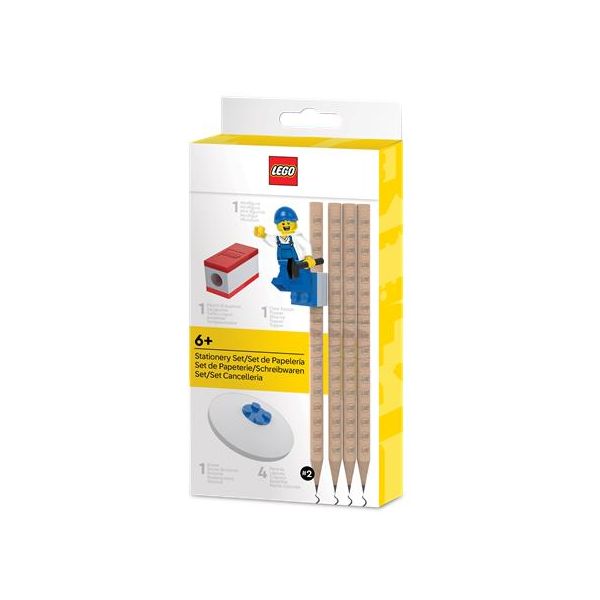 Grafitová ceruzka, sada, HB, s pravítkom a gumou, s mini figúrkou, LEGO