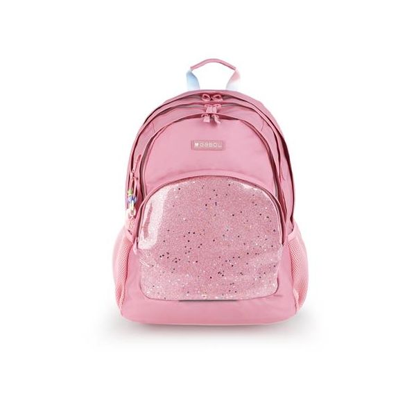Školská taška, so zipsom, GABOL "Glam", ružová, trblietavá