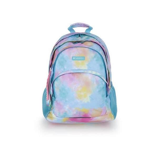 Školská taška, so zipsom, GABOL "Mystic", svetlomodrá, batikovaný efekt