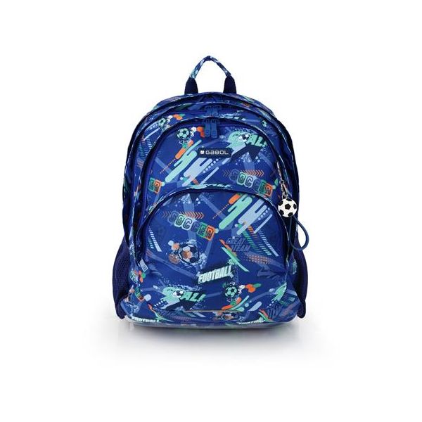Školská taška, so zipsom, GABOL "Crew", modrá, futbal