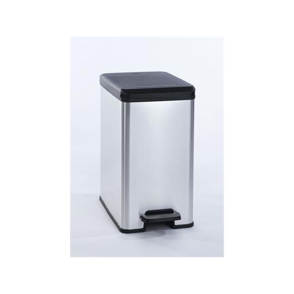 Odpadkový kôš, pedálový, 25 l, CURVER "Slim Bin", čierno-strieborná