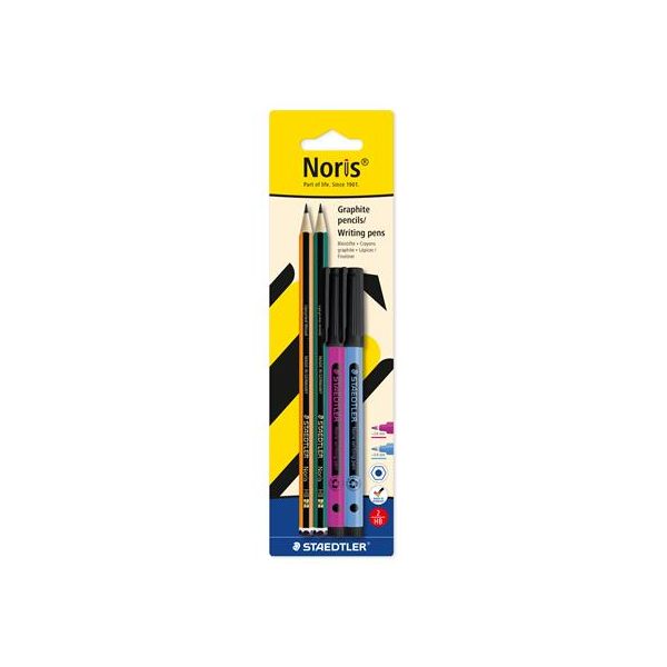 Grafitová ceruzka a liner, sada, STAEDTLER "Noris® colour edition set", liner fialovej a modrej farby