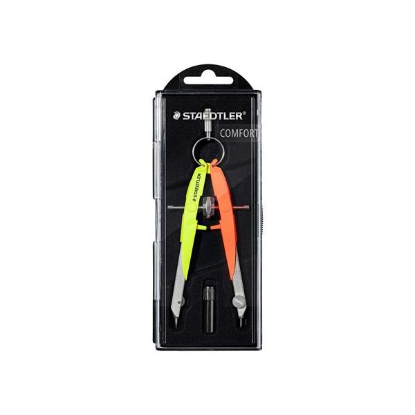 Kružidlo, sada, precízne, 2-dielna, STAEDTLER "Mars Comfort 556", neon žltá/oranžová