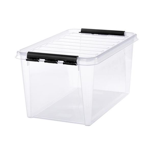 Úložný box, plastový, 47  l, čierne úchytky, SMARTSTORE "Classic 45",  priehľadný