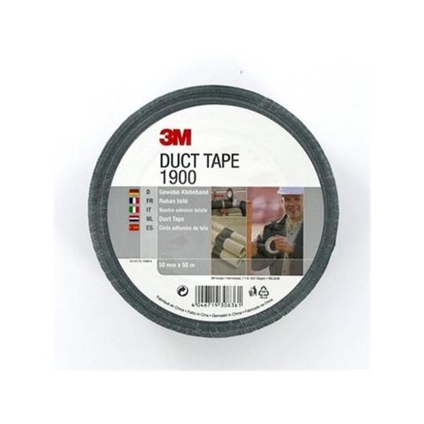 Lepiaca páska, tkanina, 50 mmx50 m, 3M "Duct Tape 1900", čierna, 24 kotúčov, 24ks