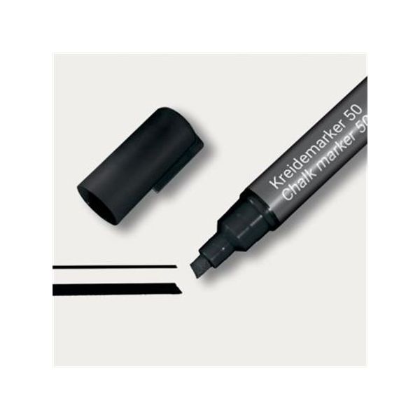 Kriedový popisovač, tekutý, zrezaný hrot, 1-5 mm SIGEL, čierna