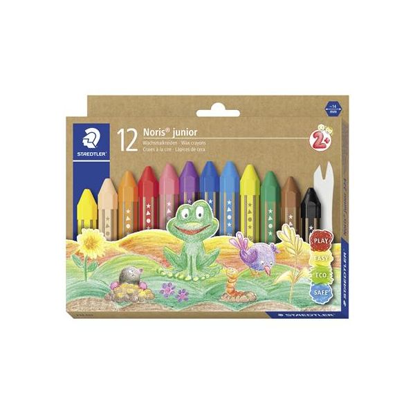 Voskovky, hrubé, šesťhranné, STAEDTLER "Noris Junior 224", 12 rôznych farieb, 12ks