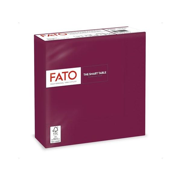 Servítky, 1/4 ohyb, 33x33 cm, FATO "Smart Table", bordová, 50ks