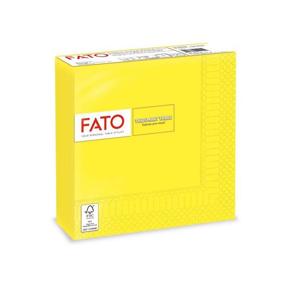 Servítky, 1/4 ohyb, 33x33 cm, FATO "Smart Table", citrónovo žltá, 50ks
