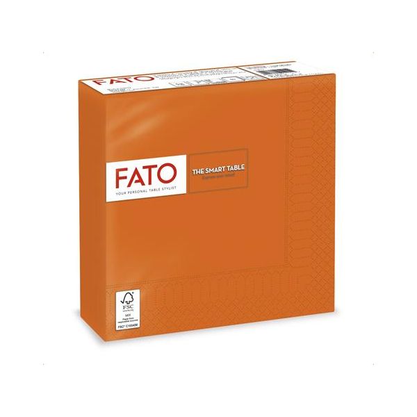 Servítky, 1/4 ohyb, 33x33 cm, FATO "Smart Table", oranžová, 50ks
