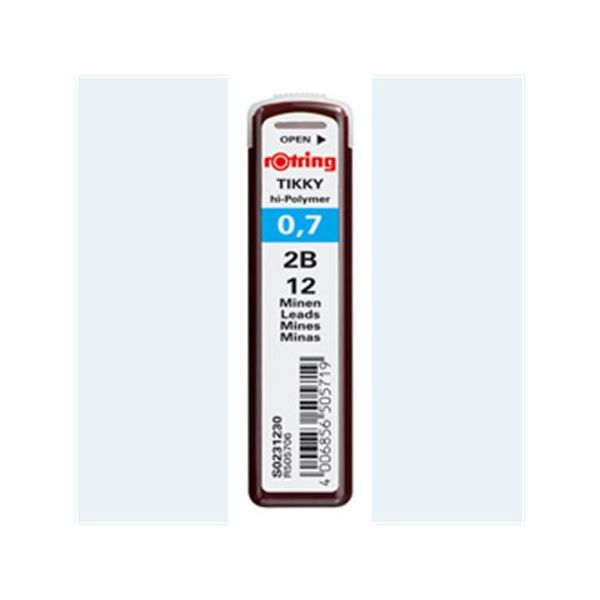 Grafitová tuha, 2B, 0,7 mm, ROTRING, 12ks
