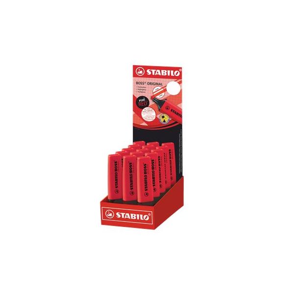 Zvýrazňovač, displej, 2-5 mm, STABILO "BOSS original", Stabilo červený, 15ks