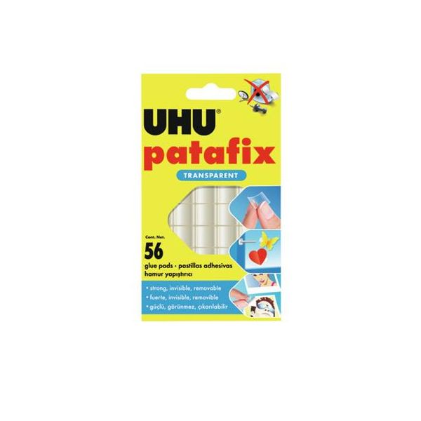 Lepiace štvorčeky, obojstranné, 56 ks, UHU "Patafix", priehľadné, 56ks