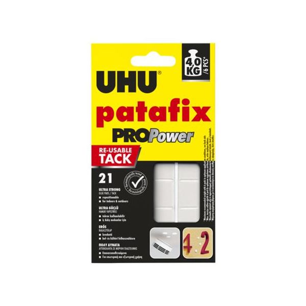 Lepiaca hmota, 21 štvorčekov/bal, UHU "Patafix Pro Power", 21ks