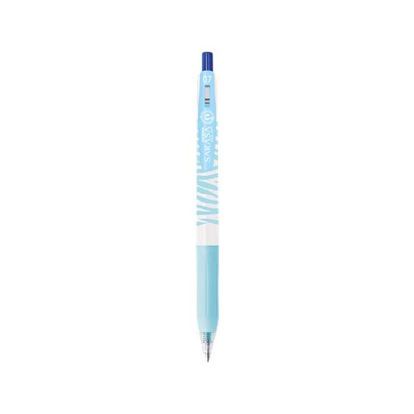 Gélové pero, 0,33 mm, stláčací mechanizmus, pruhované telo, ZEBRA "Sarasa Clip Pastel", pastelovo modré