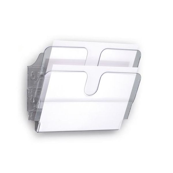 Stojan na prospekty, nástenný, ležiaci, A4, DURABLE "FLEXIPLUS 2", priehľadná, 2ks