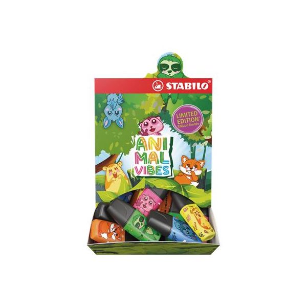 Zvýrazňovač, displej, 2-5 mm, STABILO "Boss Mini Animal Vibes", mix, 50ks