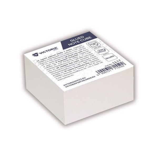Kancelársky blok, 85x85x40 mm, lepený, VICTORIA OFFICE, 275list