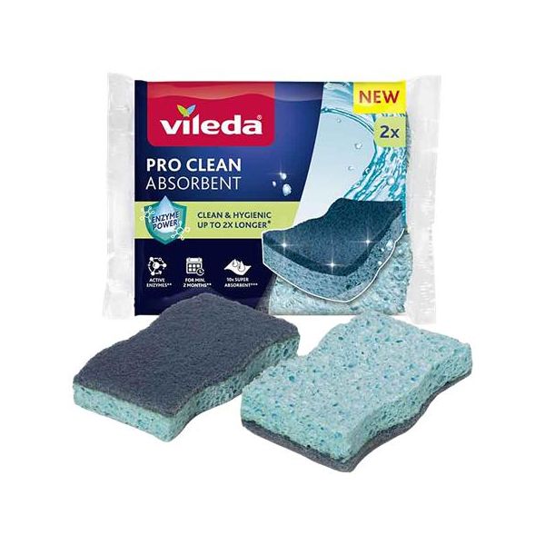 Viskózna hubka, 2 ks, VILEDA "Pro Clean", modrá, 2ks