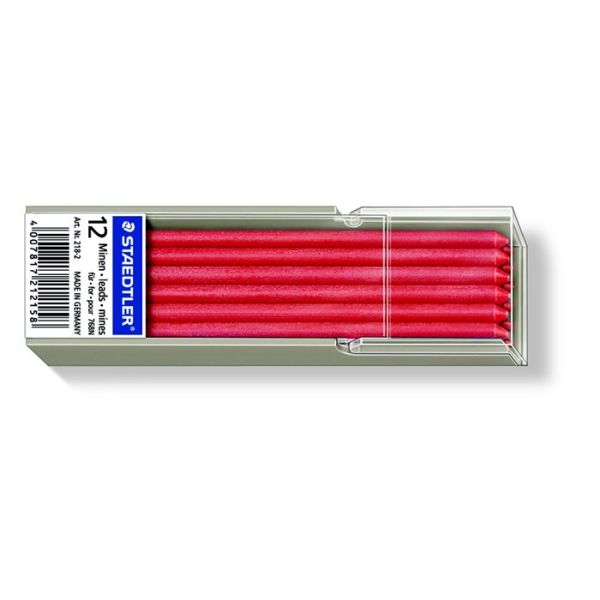 Tuha do označovacích voskoviek, na všetky povrchy, nepermanentná (omnichrom), STAEDTLER "Lumocolor 218", červená, 12ks
