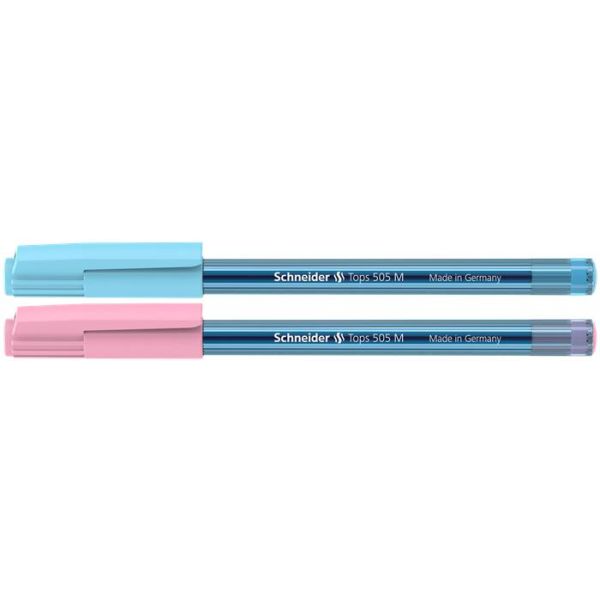 Guľôčkové pero, 0,5 mm, s vrchnákom, SCHNEIDER "Tops 505 M Bubble Gum", modré, limitovaná edícia, 50ks