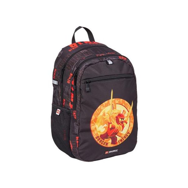 Batoh, dvojkomorový, LEGO "Ninjago Dragon Energy", čierny, vzorovaný