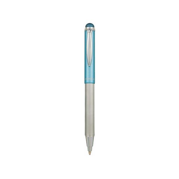 Guľôčkové pero, 0,24 mm, teleskopické, nehrdzavejúca oceľ, svetlomodré telo, ZEBRA "Telescopic Metal Stylus", modrá