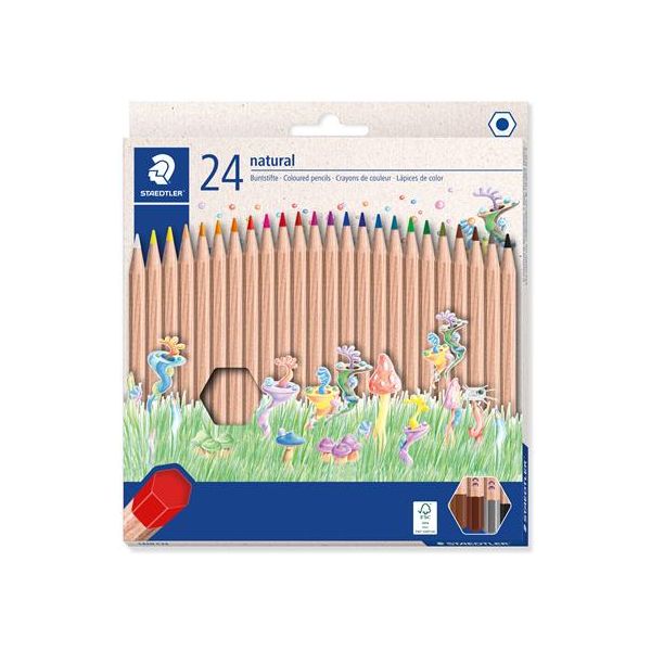 Farebné ceruzky, sada, šesťhranné, STAEDTLER "Noris® natural 143N", 24 farieb, 24ks