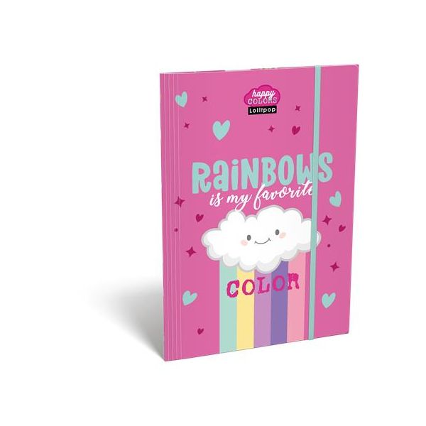 Doska s gumičkou, kartón, A4, LIZZYSULI, "Lollipop Rainbow"