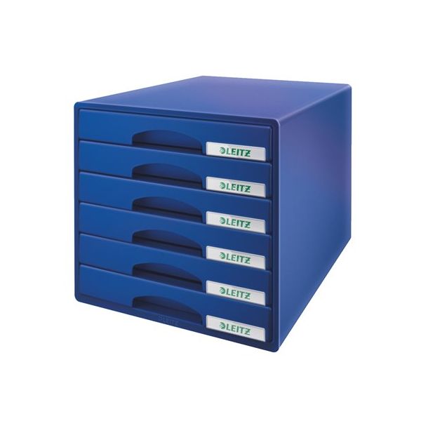 Box na dokumenty, plastový, 6 zásuviek, LEITZ "Plus", modrý
